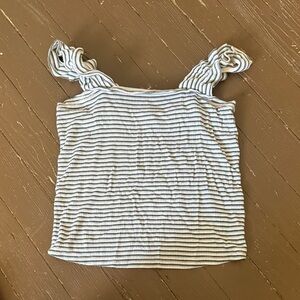 Women’s Striped Ruffle Strap Tank Top - White & Black